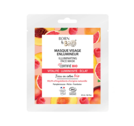 BORN TO BIO Pink Grapefruit and Raspberry Extract Brightening Sheet Face Mask Illuminating, 20ml