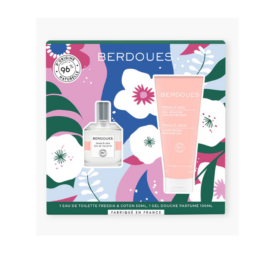 BERDOUES Gift set with freesia and cotton fragranced eau de toilette and shower gel, 50ml and 100ml