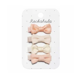 ROCKAHULA Kids Linen mini bow hair clips, 4 pcs