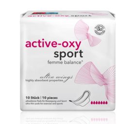 FEMME BALANCE® Hygienic pads with active oxygen for sports, odor-neutralizing and highly absorbent, made from BIO cellulose, 10pcs
