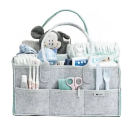 SIPO spacious felt baby essentials organizer, MINT-GREY