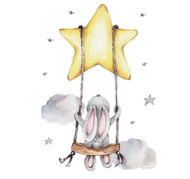 SIPO Kids Room Wall Stickers, Bunny on Swing