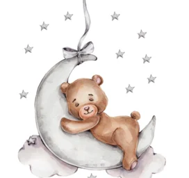 SIPO Children's room wall stickers, Teddy bear on the moon