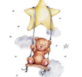 SIPO Children's Room Wall Stickers, Bear on Swing