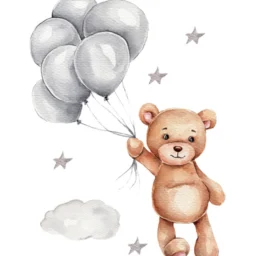 SIPO Children's Room Wall Stickers, Teddy Bear with Balloons