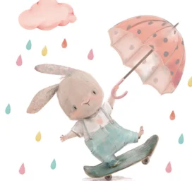 SIPO children's room wall stickers, Bunny with umbrella
