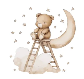 SIPO children's room wall stickers, Teddy bear on a ladder