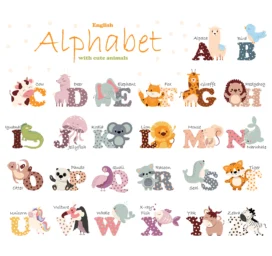 SIPO Children's Room Wall Stickers, Animal Alphabet