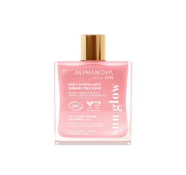 ALPHANOVA SUN Shimmering Body Oil Pink Glow with jojoba, raspberry, and argan oil, 50ml