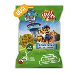 FRUITFUNK Paw Patrol gluten-free corn sticks with vitamin B1, organic apple flavor, 7+ months