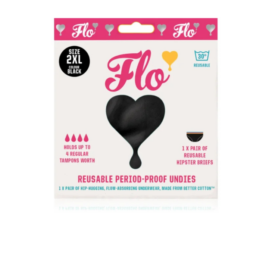 FLO Heavy flow black reusable menstrual panties – soft and leak-proof, size 2XL
