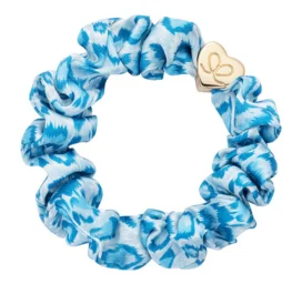 ByEloise silk hairband with a gold star, Blue leopard
