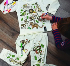 SELFIE CLOTHING Color Your Own Jungle Pajamas, size 3-4 years (122)
