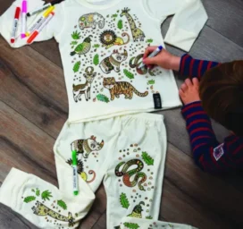 SELFIE CLOTHING Color Your Own Jungle Pajamas, size 4-6 years (128)