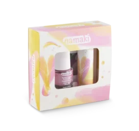 NAMAKI Chickadee set with nail polish, lip gloss, and mirror, yellow
