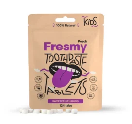 FRESMY Peach Toothpaste Tablets for Kids in a Paper Package, 124 pcs