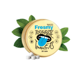 FRESMY Mouthwash (with fluoride) toothpaste tablets in aluminum jar, 30 pcs