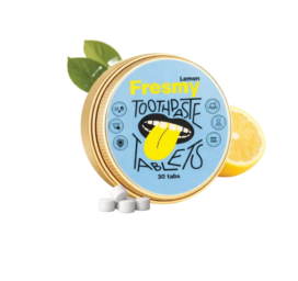 FRESMY Lemon Toothpaste Tablets in Aluminum Jar, 30 pcs
