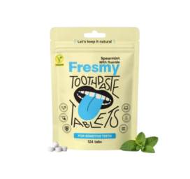 FRESMY Rohemündi (with fluoride) toothpaste tablets in paper packaging, 124 pieces