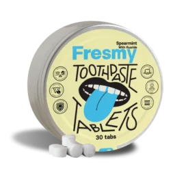 FRESMY Mouthwash (with fluoride) toothpaste tablets in aluminum jar, 30 pcs