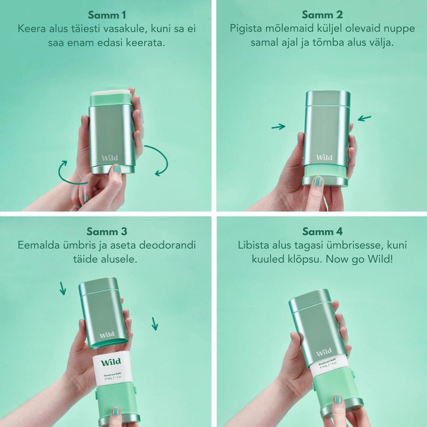 WILD Deodorant Refill with Fresh Cotton & Sea Salt Aqua Case, 40g - Image 3