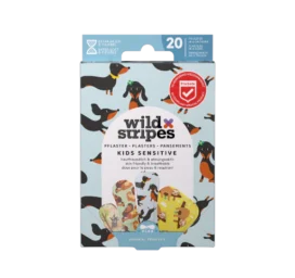 WILD STRIPES Kids' Fun and Skin-Friendly Animal Bandages for Sensitive Skin, 20 pcs