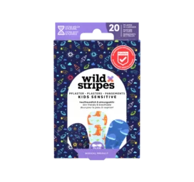 WILD STRIPES Kids Space fun and skin-friendly bandages for sensitive skin, 20 pcs