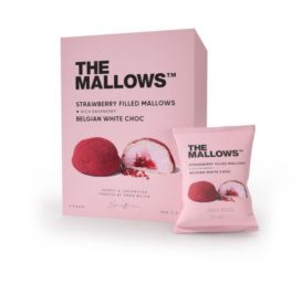 THE MALLOWS Marshmallows filled with strawberry and raspberry covered in Belgian white chocolate, 5pcs