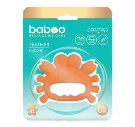 BABOO Silicone Teether Toy Crab, 4+ months, orange