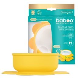 BABOO silicone bowl with suction cup, Yellow 6+ months