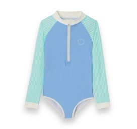 KIETLA ICONIC Swimsuit UPF 50+ sun-protective fabric and UV sensor for 4-6 years old, PURPLE STRIPES