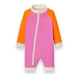 KIETLA ICONIC Swimsuit UPF 50+ sun protection fabric with UV sensor 6-12 months, PINK RED