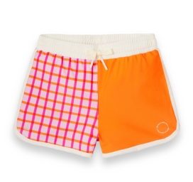 KIETLA ICONIC Swim Pants UPF 50+ with Sun Protection Fabric and UV Sensor for 6-8 Years Old, TARTAN RED