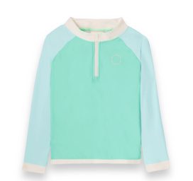 KIETLA ICONIC Swim T-shirt UPF 50+ sun protection fabric with UV sensor for 6-8 year olds, GREEN BLUE