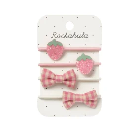 ROCKAHULA Kids hair ties with strawberries and bows Strawberry Fields, 4 pcs