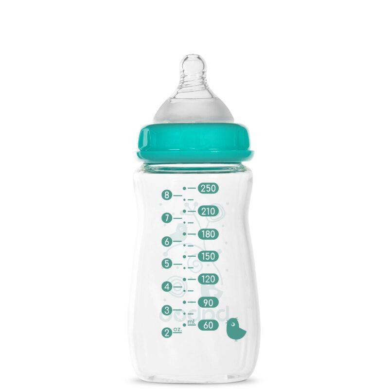BABOO® Anti-colic borosilicate glass feeding bottle with wide neck and medical-grade silicone teat, 3+ months, 250 ml - Image 6