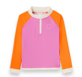 KIETLA ICONIC Swim T-shirt UPF 50+ sun protection fabric and UV sensor for 6-8 years old, PINK RED