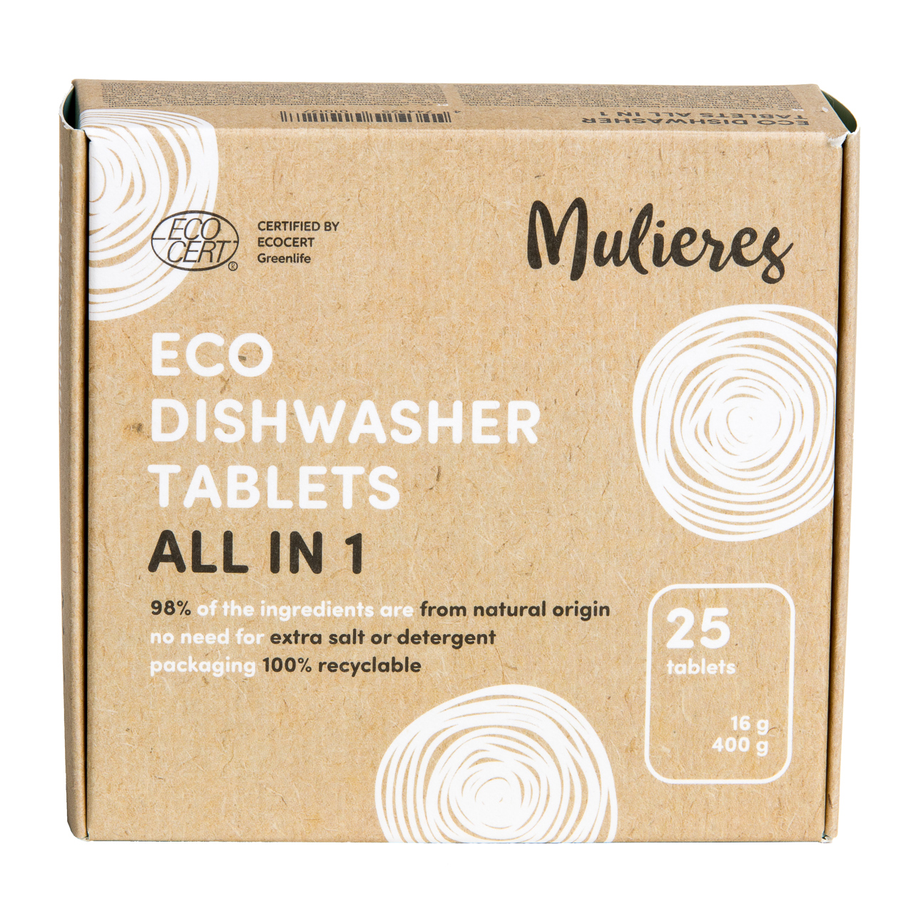 MULIERES ECO all-in-one dishwasher tablets, 25 pcs