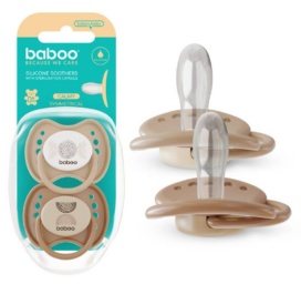 BABOO Calmy silicone symmetrical pacifier Au Naturale 0+ months, 2 pcs