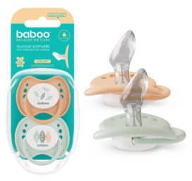 BABOO Calmy orthodontic silicone pacifier Peachy Keen 0+ months, 2 pcs