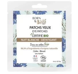 BORN TO BIO Eye patches for dark and puffy eyes with organic cornflower floral water, Sleepless Night
