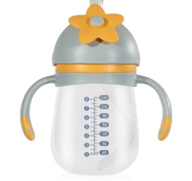BABOO Drinking Bottle with Silicone Straw Blue Haze, 9+ months, 240 ml