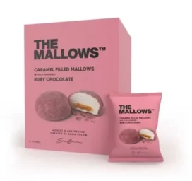 THE MALLOWS Caramel-filled marshmallows covered in fruity Ruby chocolate, 5 pieces