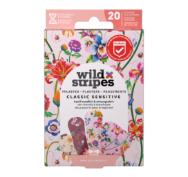 WILD STRIPES Classic Sensitive Vintage Flowers fun and skin-friendly plasters for sensitive skin, 20 pcs