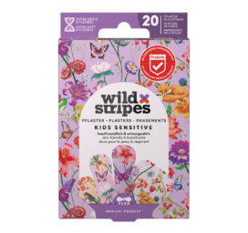 WILD STRIPES Kids Sensitive garden adventure fun and skin-friendly plasters for sensitive skin, 20 pcs