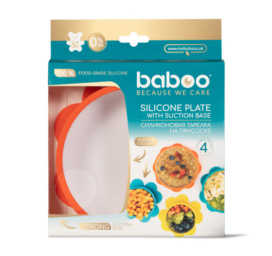 Baboo® strong suction silicone bowl, orange 6 months