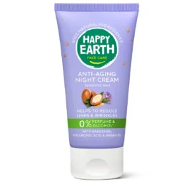 HAPPY EARTH Anti-Age 100% natural anti-age facial care night cream with bakuchiol and hyaluronic acid, 50 ml