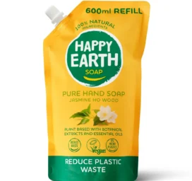 HAPPY EARTH 100% natural liquid soap refill pack Jasmine Ho Wood, 600 ml