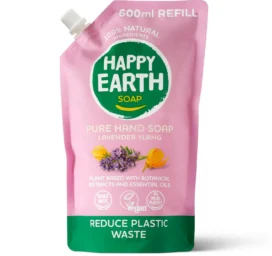 Happy Earth 100% natural liquid soap with lavender and ylang-ylang fragrance refill pack 600 ml
