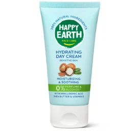HAPPY EARTH Intensively moisturizing day cream with hyaluronic acid for sensitive skin, 50 ml